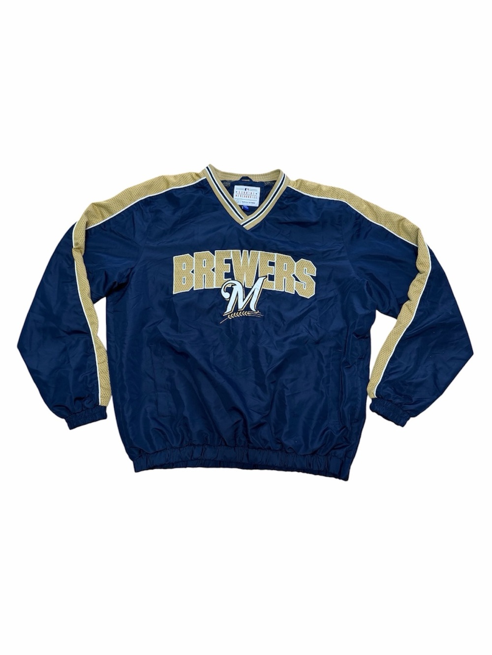 Milwaukee Brewers Men’s XL Navy Gold Pullover Windbreaker Jacket MLB
